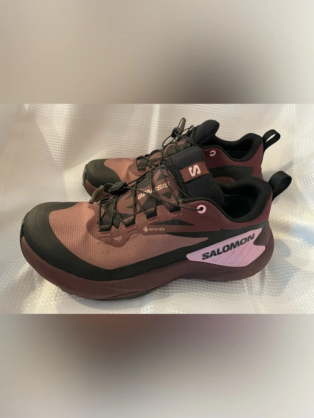 Salomon Burgundy and Pink Gore-Tex Trail Running Shoes